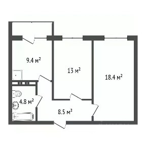 Продается 2-комн. квартира, 55,1 м²