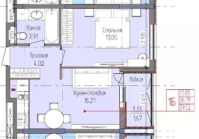 Продается 1-комн. квартира, 39,5 м²