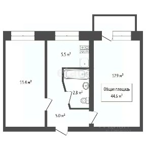 Продается 2-комн. квартира, 44,6 м²