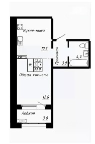 Продается студия, 33,9 м²