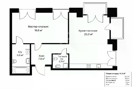 Продается 2-комн. квартира, 57,4 м²