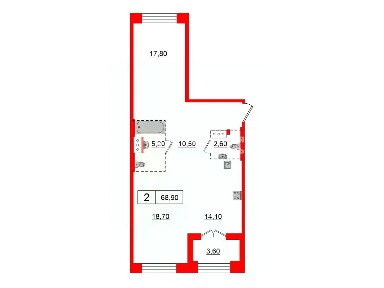 Продается 2-комн. квартира, 68,9 м²