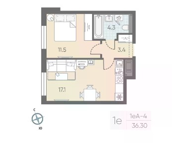 Продается 1-комн. квартира, 36,3 м²