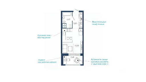 Продается студия, 31,84 м²