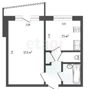 Продается 1-комн. квартира, 33,4 м²