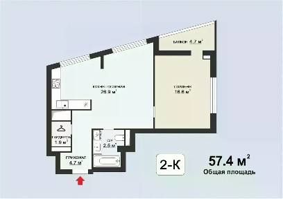 Сдается 2-комн. квартира, 54 м²