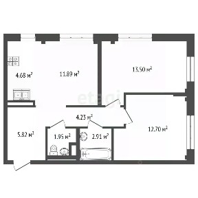 Продается 2-комн. квартира, 57,9 м²
