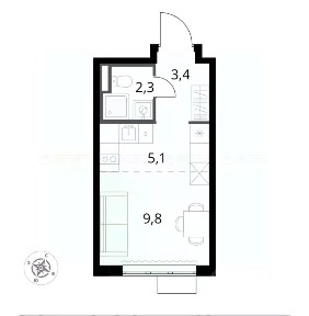 Продается студия, 20,6 м²