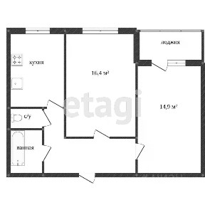 Продается 2-комн. квартира, 52,5 м²