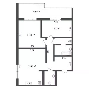 Продается 2-комн. квартира, 59,6 м²