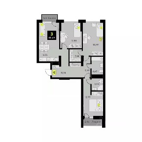 Продается 3-комн. квартира, 85,69 м²