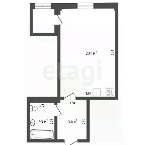 Продается студия, 33,5 м²