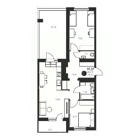 Продается 2-комн. квартира, 87,27 м²
