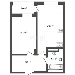 Продается 1-комн. квартира, 42,8 м²
