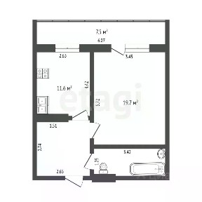 Продается 1-комн. квартира, 43,1 м²