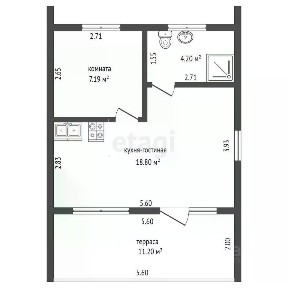 Продается 1-этажный дом, 41,3 м²