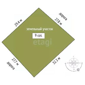 Продается участок, 9 сот.
