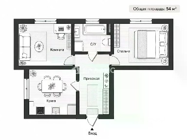 Сдается 2-комн. квартира, 54 м²