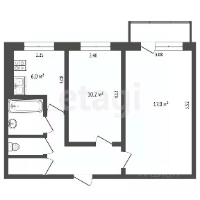 Продается 2-комн. квартира, 43,3 м²