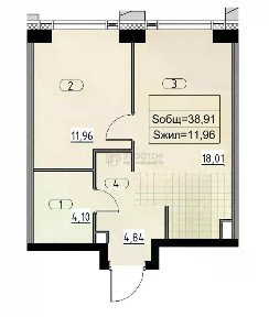 Продается 1-комн. квартира, 38,91 м²