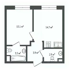 Продается 1-комн. квартира, 38,2 м²