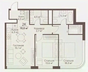 Продается 2-комн. квартира, 70 м²