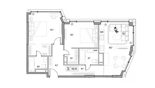 Продается 2-комн. квартира, 79,7 м²
