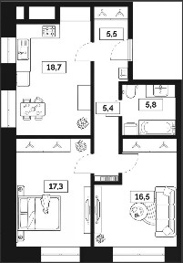 Продается 2-комн. квартира, 69,2 м²