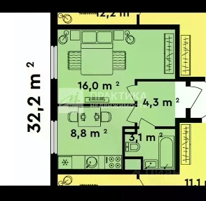 Продается 1-комн. квартира, 32,2 м²