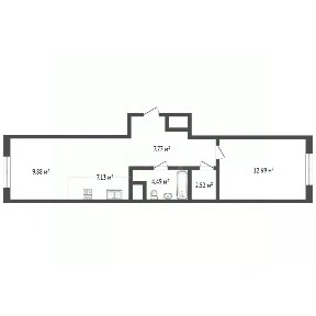 Продается 1-комн. квартира, 44,48 м²