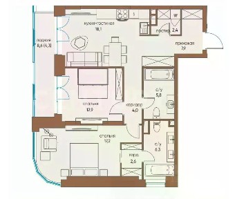 Продается 2-комн. квартира, 82,5 м²