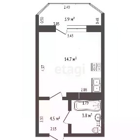 Продается студия, 23 м²