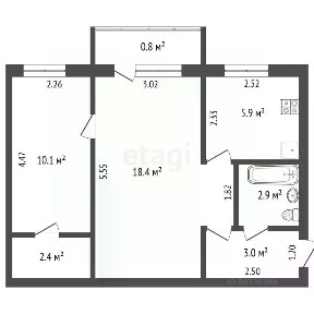 Продается 2-комн. квартира, 42,8 м²