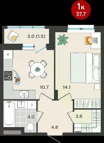 Сдается 1-комн. квартира, 38 м²