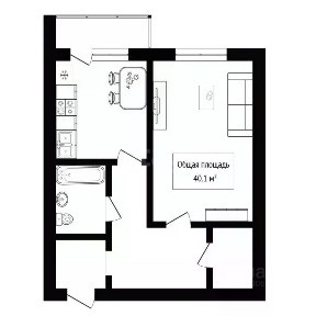 Продается 1-комн. квартира, 40,1 м²