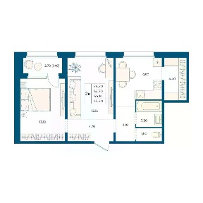 Продается 2-комн. квартира, 54,1 м²