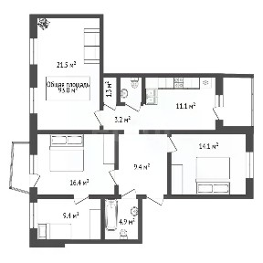 Продается 4-комн. квартира, 93 м²