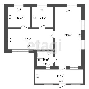 Продается 1-этажный дом, 79,8 м²