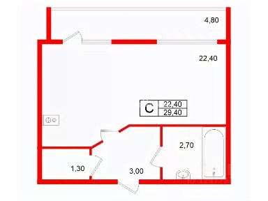 Продается студия, 29,4 м²