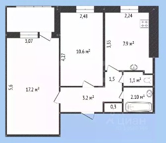 Продается 2-комн. квартира, 43,9 м²