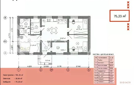 Продается 1-этажный дом, 75,23 м²