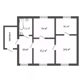 Продается 50% часть дома, 60,3 м²