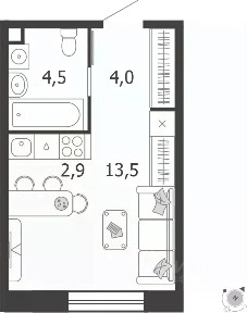 Продается студия, 24,9 м²