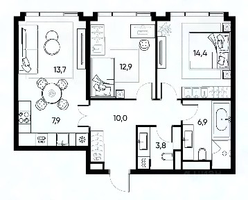 Продается 3-комн. квартира, 69,6 м²