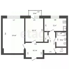 Продается 2-комн. квартира, 55,8 м²