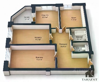 Продается 3-комн. квартира, 74,4 м²