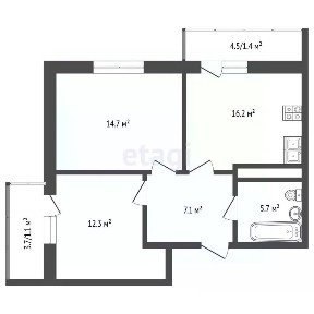 Продается 2-комн. квартира, 58,4 м²