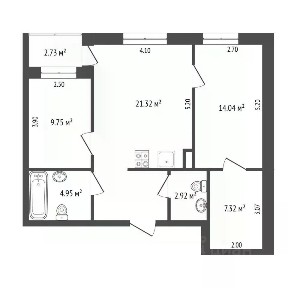 Продается 2-комн. квартира, 68,98 м²