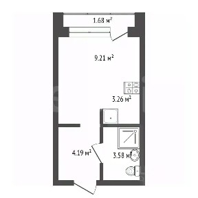 Продается студия, 21,92 м²