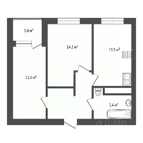 Продается 2-комн. квартира, 55,5 м²